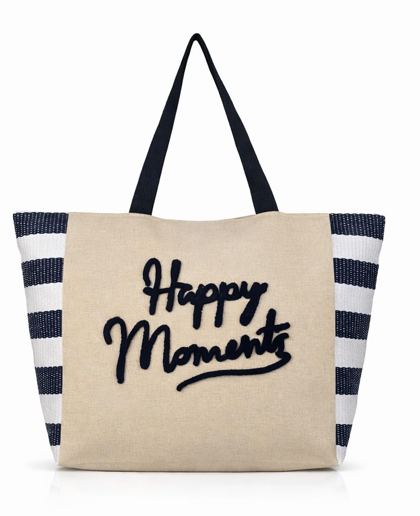 ENSAC Happy Moments Women’s Canvas Tote Bag durable cotton canvas with a printed design Spacious and lightweight, suitable for casual shopping, travel, daily use