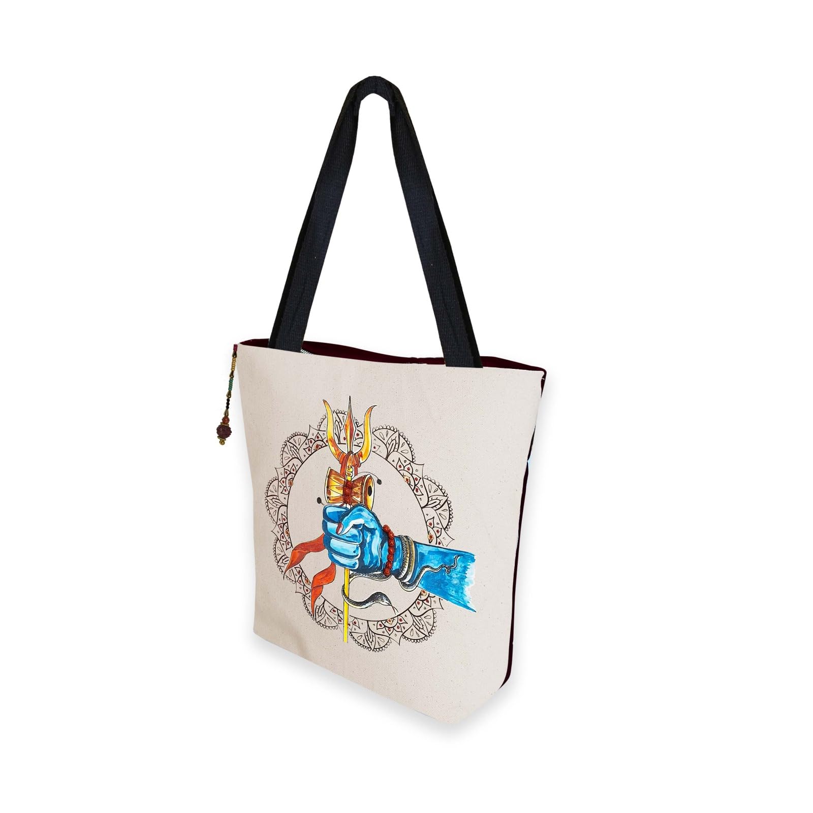 The Purani Jeans Women’s Denim Tote Bag with Ghungroo Design | Large Capacity Shoulder Handbag | Stylish Office, College & Travel Bag with Zipper Gift for women tote bag