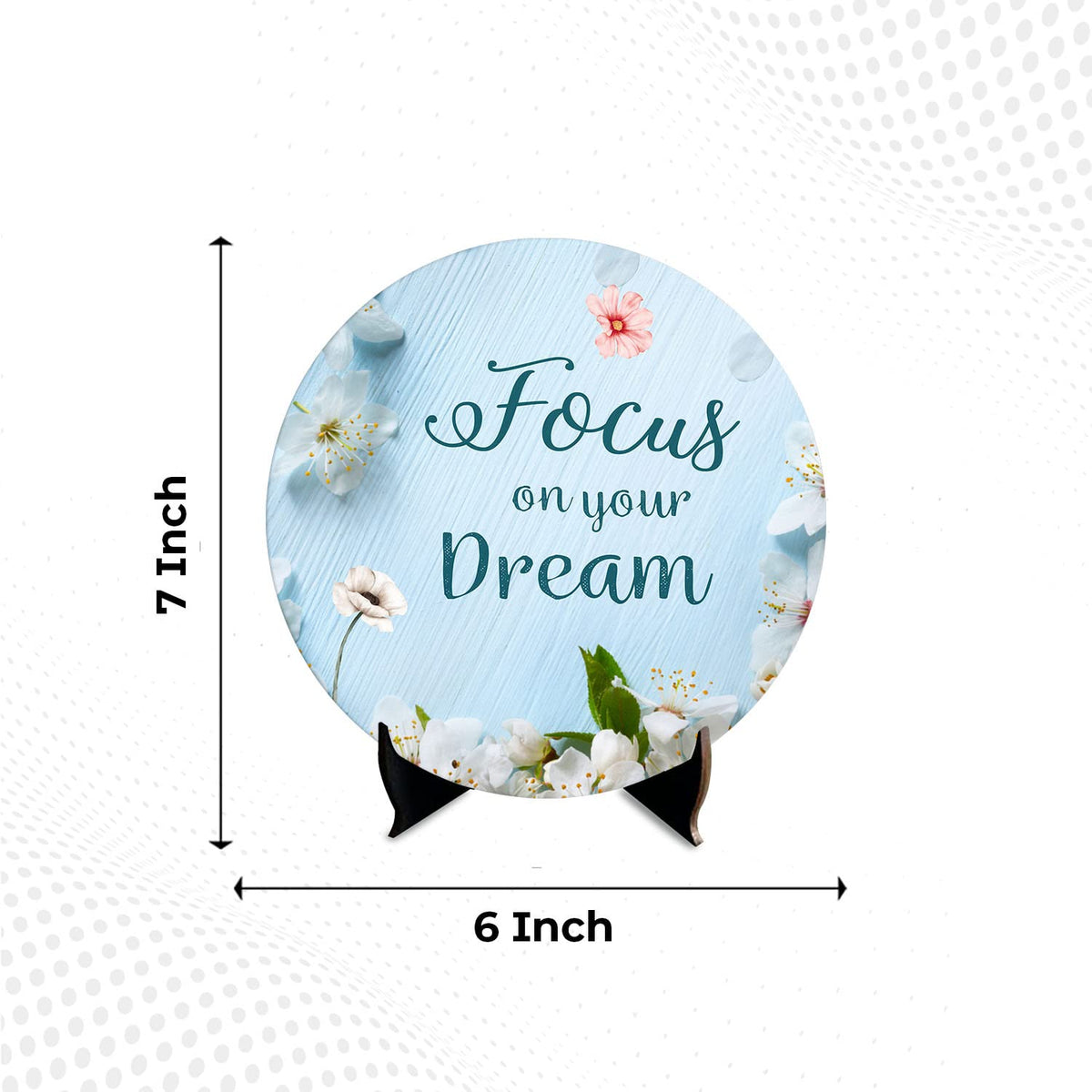 Artvibes Showpiece Idols and Figurines for Home and Office Decor | Wooden Stylish Quote Focus On Your Dream Table | Desk Livingroom | Modern Art Design | Motivational Show Piece Printed (SP_1211)