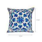 ATRANGI STUDIO Embroidered Cushion Covers - Set of 2 | Traditional Aari Embroidery | Threadwork Throw Pillow Covers with Zip Closure | Perfect for Sofa, Bed, Chair | 16x16 Inch, Blue