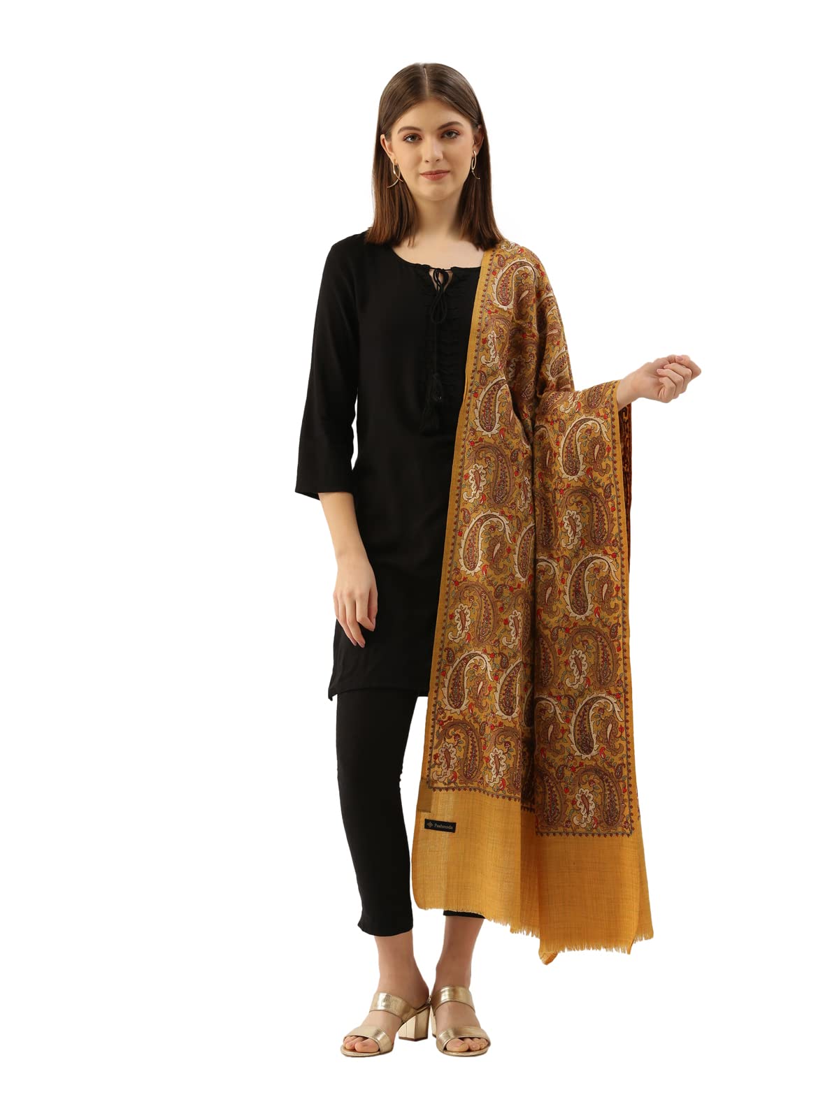 Pashmoda Women Gulzaar Pure Wool Aari Embroidered Shawl (Size : 101X203 CM)