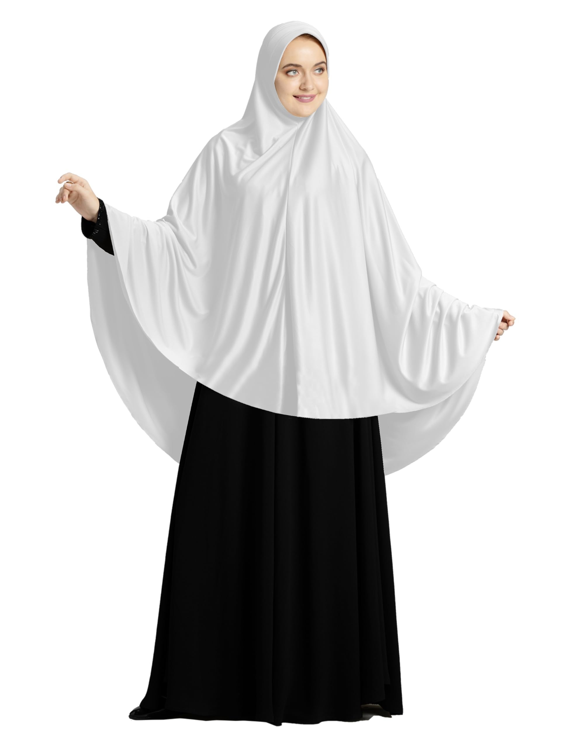 Mehar hijab Women's Poly Cotton ZAKIA HIJAB (White, Large)