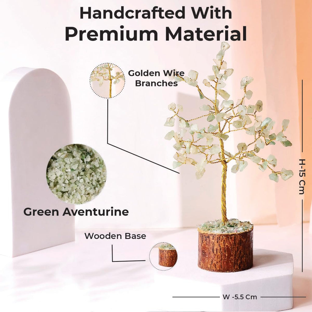 Shubhanjali Green Aventurine Crystal Tree with 100 Beads | Feng Shui Money Tree Bonsai Wire Showpiece for Home Decor | Gemstone Tree for Living Room, Office Desk, Study Table, Vastu & Gifting