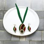 Le bijouxistic Terracotta Necklace Set for Women and Girls, Handmade Terracotta Jewelry, Handmade Necklace earring - Green Necklace Earring, Clay Work Jewelry for Women.