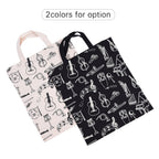 Cartoon Muscial Instruments Patterns Washable Cotton Cloth Music Tote Sulder Grocery Spping Bag for Students Girls