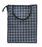 JUTEKA Teal Blue Houndstooth Printed Jute Lunch Bag - Grocery, Tote, Hand, Picnic Bag for Men, Women, Girls, Kids with Zip