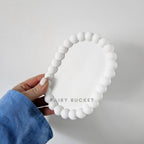 FAIRY BUCKET ™ Aesthetic Handmade Concrete Jewelry Tray Trinket Dish, Decorative Oval Vanity Key Tray for Women, Ring Holder Dish, Cute White Jewelry Plate Bowl Room Decor Aesthetic (Oval)