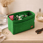 SYUTAM Women Felt Purse Organizer Insert for Ladies Handbag, Tote, Hobo Bag Storage Divider, Multiple Compartment - Green(9.25x5.1x5.9) inch (Medium)