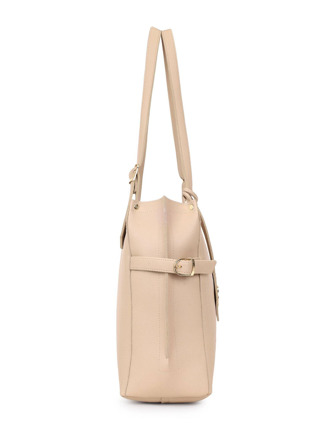 Carrylux Women's Soft PU Tote Bag | Large Single Compartment Shoulder Handbag with Adjustable Strap | Office, College & Casual (Beige)