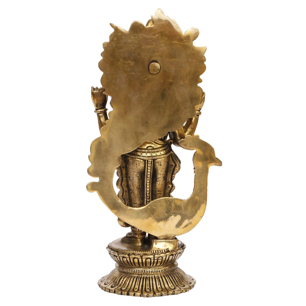 ARTVARKO Lord Murugan KartikeyaBrass Idol Swaminatha Skanda Swami Ji Kartik Statue Subramanya Gold Color 9 Inch