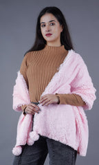 Diamond Craft faux fur woolen Warm Fancy Winter Scarf/Shawl/Dupatta/Hijab/Wrap/Scarves/StolesWrap for Women-Available in many color (PINK)