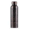 MILTON Copper Swasth Water Bottle, 940 ml, Black Ethnic | Lacquer Coating, Curved bottle | Diwali | Festive | Gifting | Yoga | Home | Kitchen | Vedic