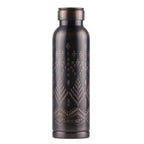 MILTON Copper Swasth Water Bottle, 940 ml, Black Ethnic | Lacquer Coating, Curved bottle | Diwali | Festive | Gifting | Yoga | Home | Kitchen | Vedic