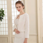ZARUFT Womens Coat. Wedding Shawl 3/4 Long Sleeve Women Late Fall Winter Bridal Wrap Warm Fur Wrap Bridal Jacket Evening