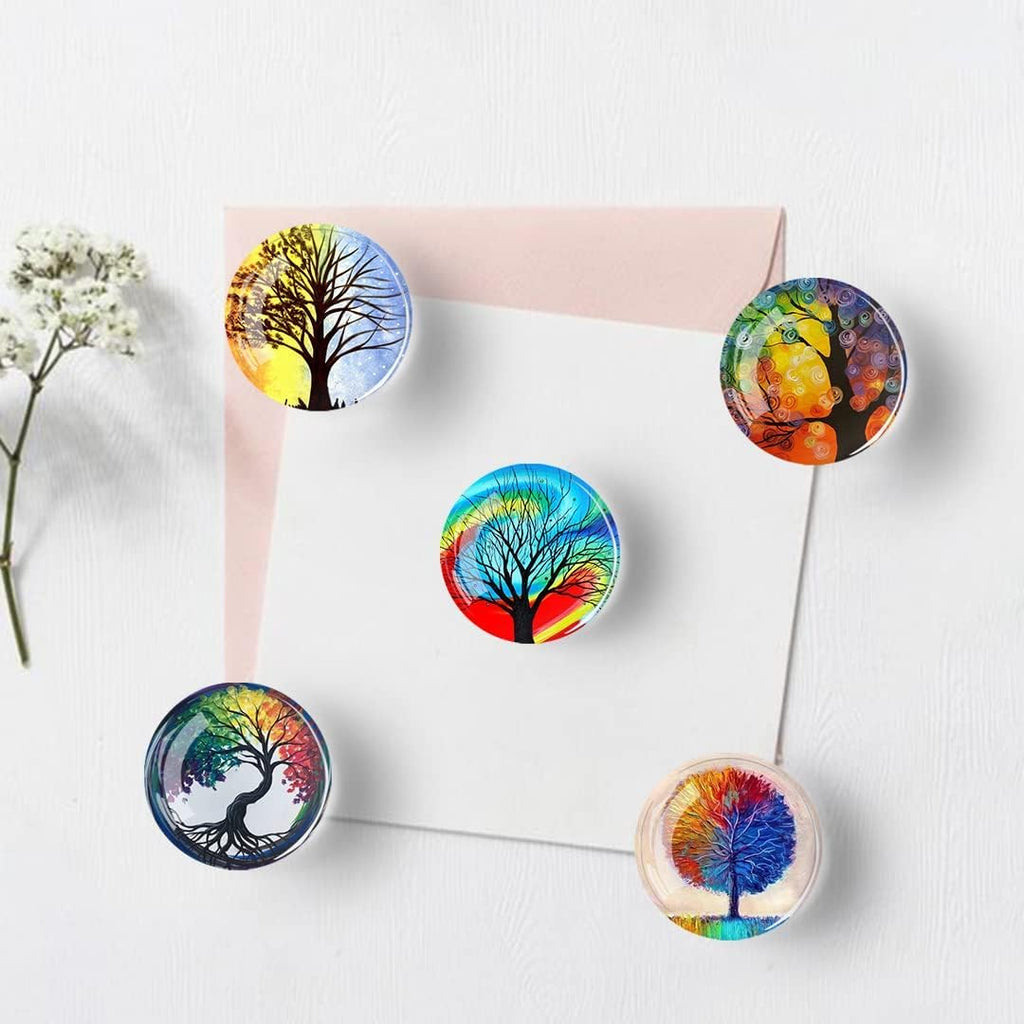 TYAGY Decorative Glass Magnets Set for Refrigerator, Crystal Life Tree Design, Strong Magnetic Stickers for Kitchen, Office, Whiteboard, Pack of 12 Pcs (Fridge Crystal D01)