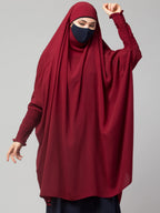 Bashariya Loose Khimar-Long Prayer Khimar Hijab With Mouth-Piece for Women and Girl (Maroon)