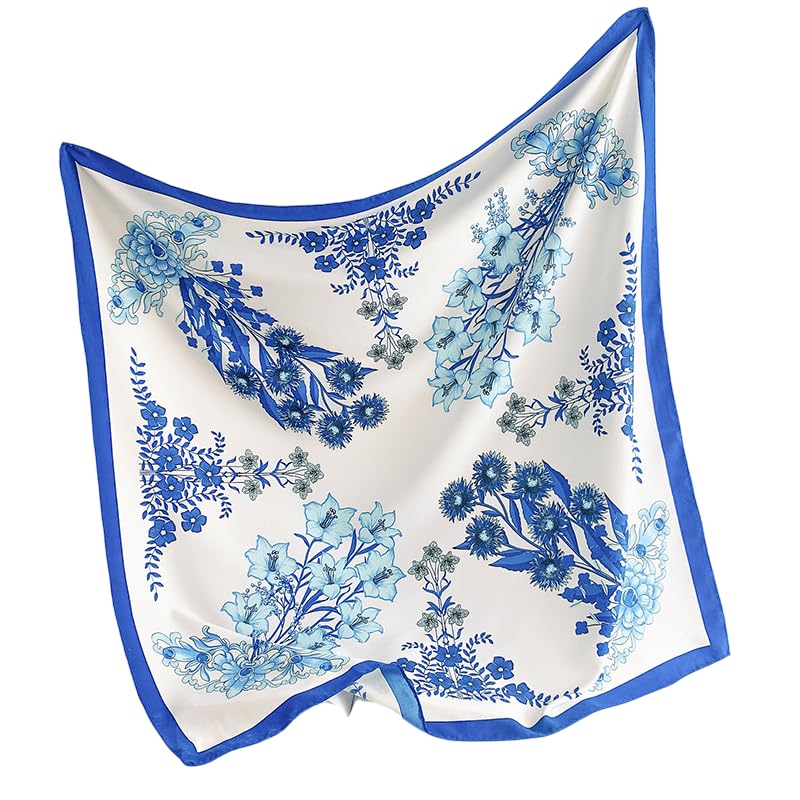 CrossKulture Printed Poly Silken feel Scarf Stole for Women | Stylish, Soft, & Lightweight | Satin Feel Neck, Hair & Head Scarf for Women | Square Silk Stole for Handbag (Colour47)