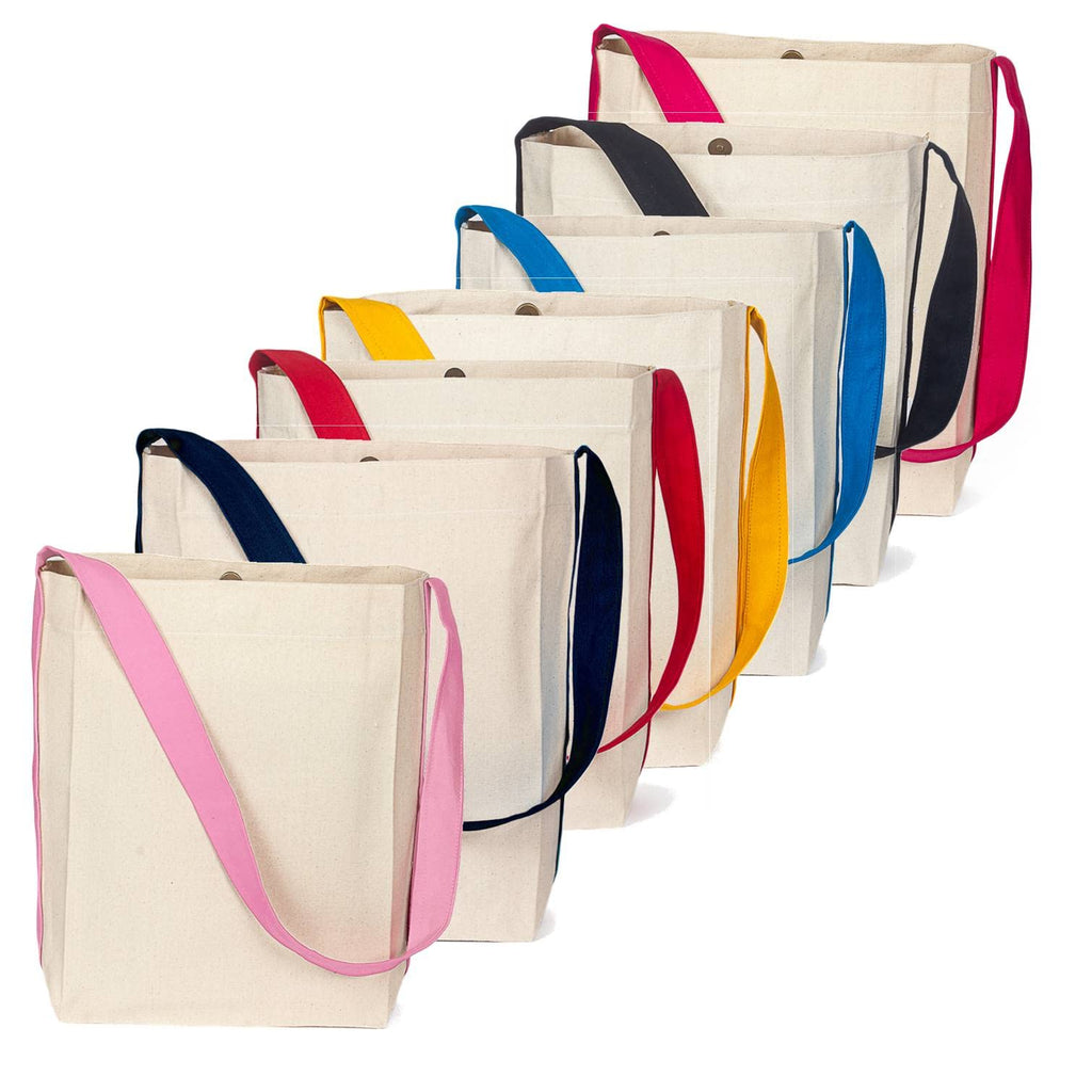 Lify Womens Bi- Colour Canvas Tote Bag,Shoulder Bag,Top Magnetic Button Closure,Daily Essentials- Pack Of 7 (Mixed Colors) (Multicolor)