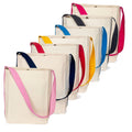 Lify Womens Bi- Colour Canvas Tote Bag,Shoulder Bag,Top Magnetic Button Closure,Daily Essentials- Pack Of 7 (Mixed Colors) (Multicolor)