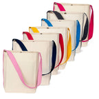 Lify Womens Bi- Colour Canvas Tote Bag,Shoulder Bag,Top Magnetic Button Closure,Daily Essentials- Pack Of 7 (Mixed Colors) (Multicolor)