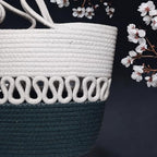 BEAUTIFUL HOMMIES Attractive Hand Bag |large Tote Bag |Summer Bag | Bucket Bag | Basket Bag | Bamboo Tote | Beach Bags for Women|Boho Bag|Handbag |Jute Bag |Handmade Bag (BLUE WHITE)