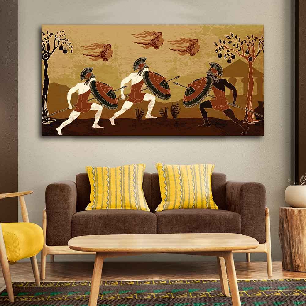 VIBECRAFTS Canvas Paintings for Living Room Drawing Room Ancient Greece Canvas Wall Painting Fitted With Wooden Frame For Home | Office | Living Room | Gift (PTVCH_2496)