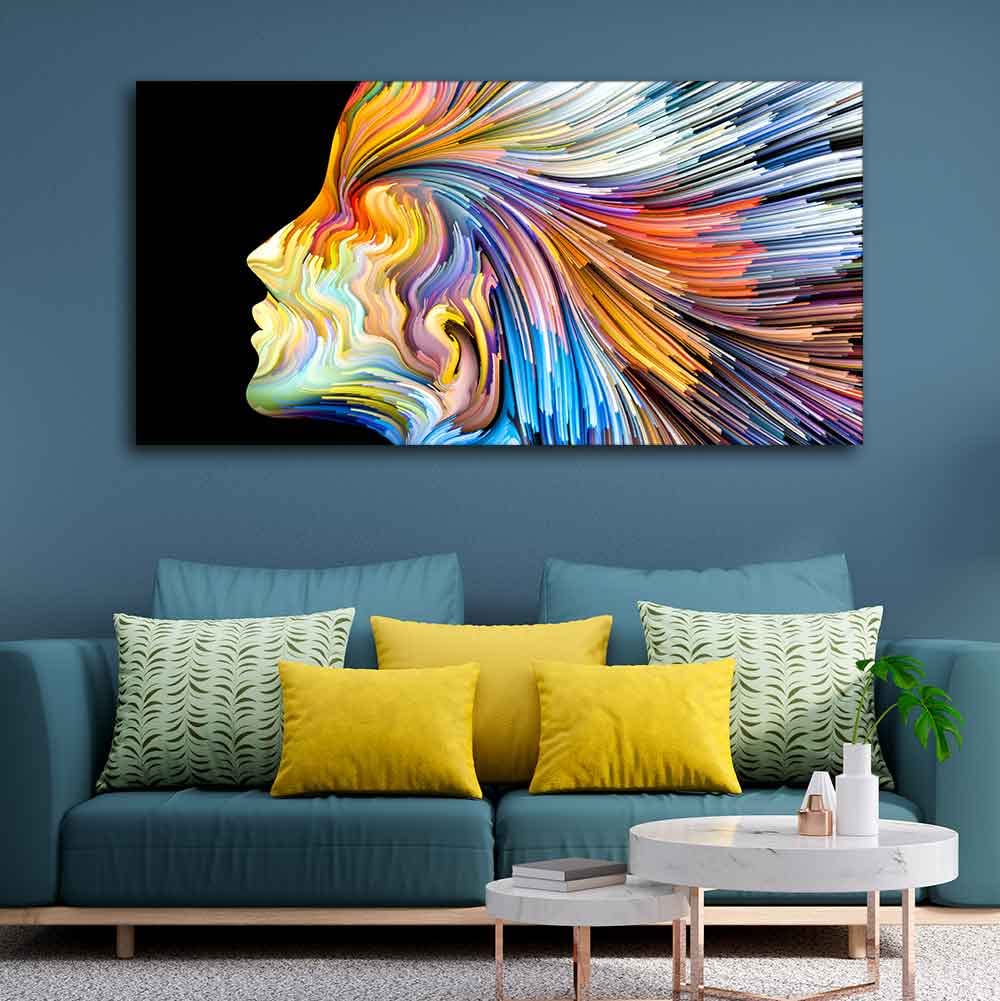 VIBECRAFTS Colors of Imagination and Graphic Design Abstract Art Premium Canvas Wall Painting With Frame for Living Room Drawing Room Home|Office|Gift (PTVCH_2223N)
