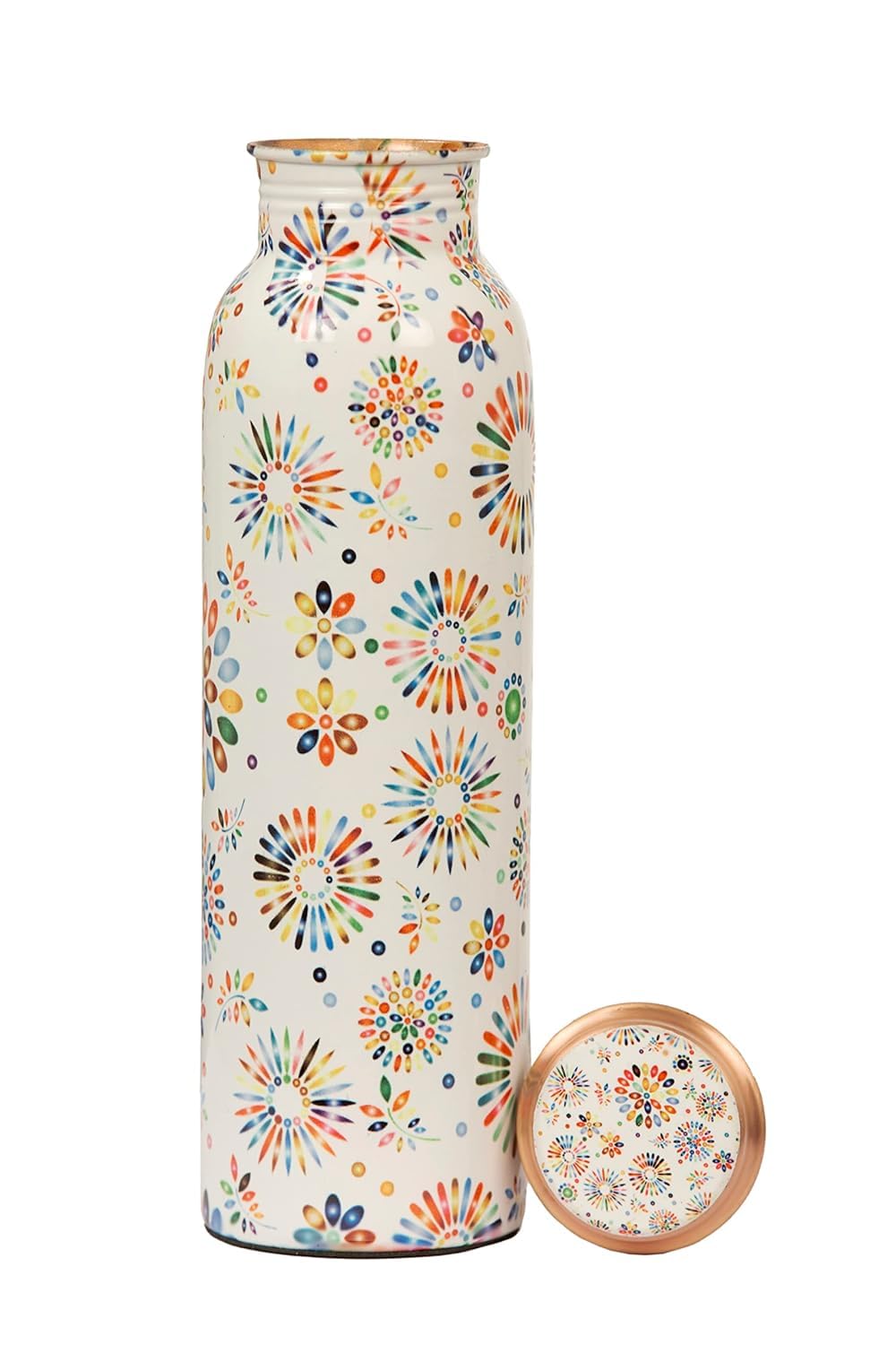 KC Pure Copper Designer Water Bottle | Leak Proof Protection | Ayurveda and Yoga Health Benefits (1000ml, Rainbow Design, Pack of 1)