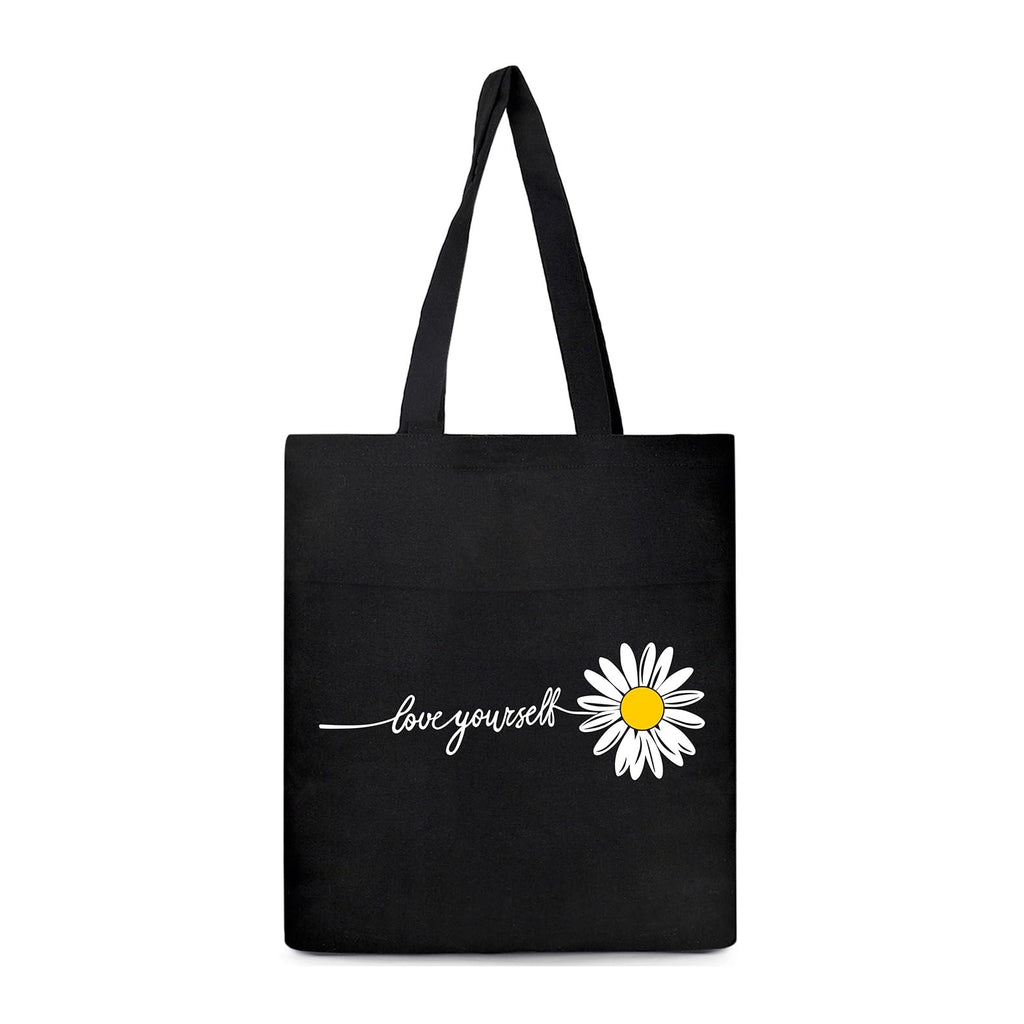 THE SACK CO. Canvas Tote Bag Aesthetic Reusable Cotton Bags for Women Ladies Girls for School, College, Office, Travel Large Printed Design Eco-Friendly Shopping Bag for Everyday Use