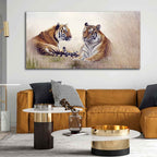 VIBECRAFTS Canvas Paintings for Living Room Drawing Room Two Tigers In Forest Premium Wall Painting Fitted With Wooden Frame for Home | Office | Gift (PTVCH_2339)