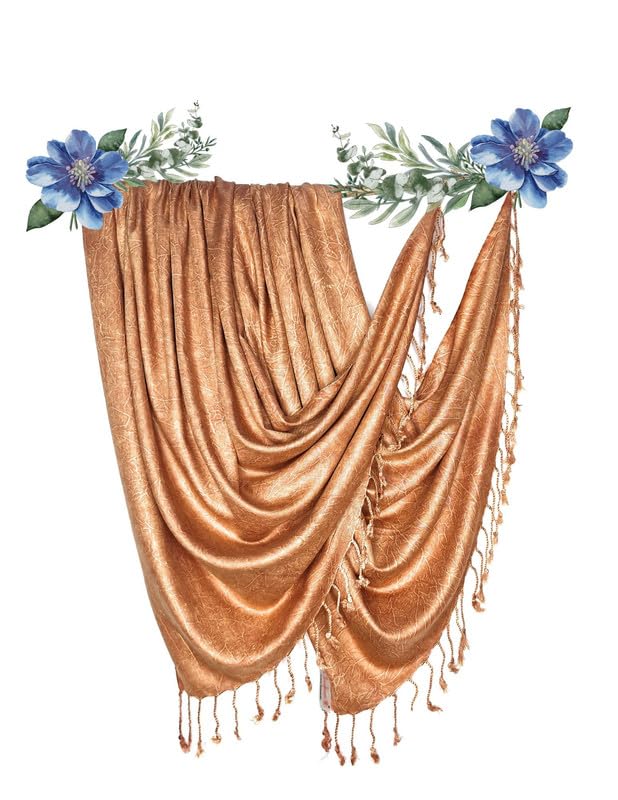 Chandwasia Crinkle Textured Fashion Scarf Shawl Wrap | For Travel Party Neck Styling And Daily Outings | Soft Lightweight Fabric Fringed Wrinkled Texture Long Stole Accessory For Women - Golden Beige