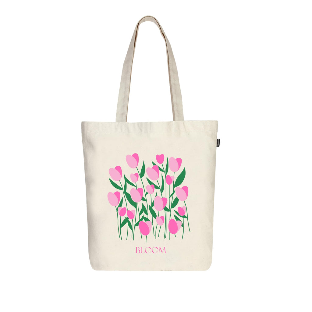 Eco Right Canvas Tote Bags for Women with Zip, College Bag for Girls, 100% Organic Cotton Tote Bag for Shopping, Travel & beach bags for women (Bloom)
