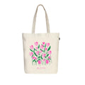 Eco Right Canvas Tote Bags for Women with Zip, College Bag for Girls, 100% Organic Cotton Tote Bag for Shopping, Travel & beach bags for women (Bloom)