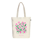 Eco Right Canvas Tote Bags for Women with Zip, College Bag for Girls, 100% Organic Cotton Tote Bag for Shopping, Travel & beach bags for women (Bloom)