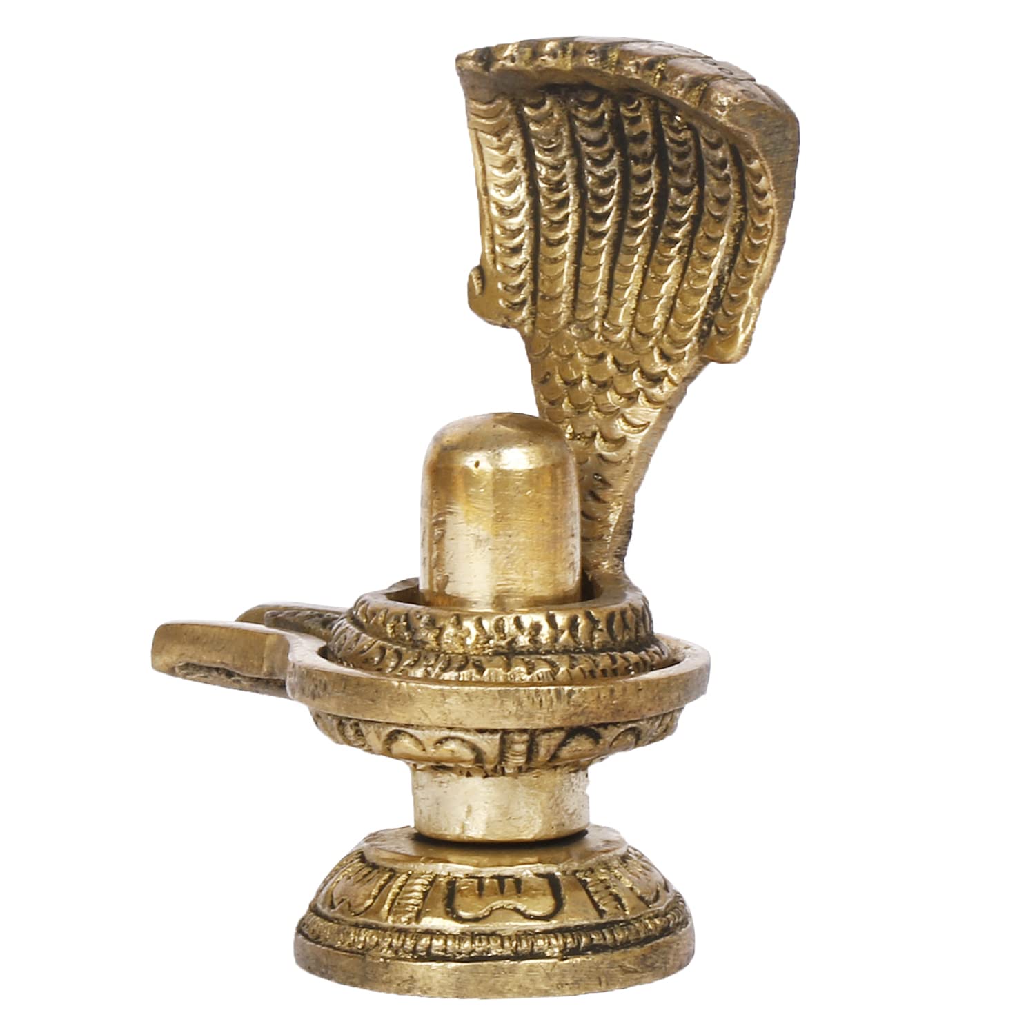 ARTVARKO Brass Shivling with Snake Shiv Lingam Statue Snake Idols of Shiva for Home Temple Puja's Decorative Diwali Vastu Gifts 3 Inch.