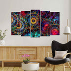 VIBECRAFTS Mandala Art Dark Eyes Canvas Wall Painting of Five Pieces For Home|Office|Living Room|Gift (PTVC5Pcs2_6614N)