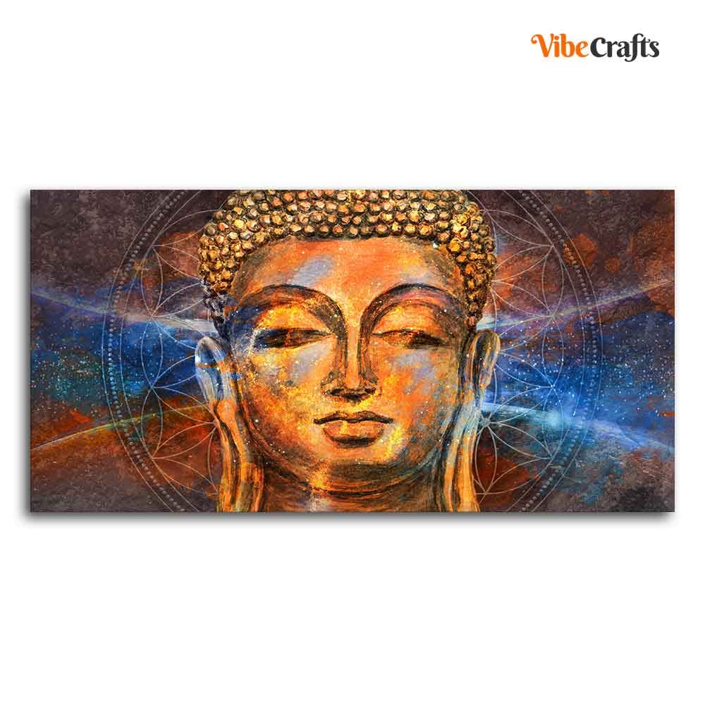 VIBECRAFTS Peaceful Buddha Premium Canvas Wall Painting With Frame for Living Room Drawing Room Home|Office|Gift (PTVCH_2229)