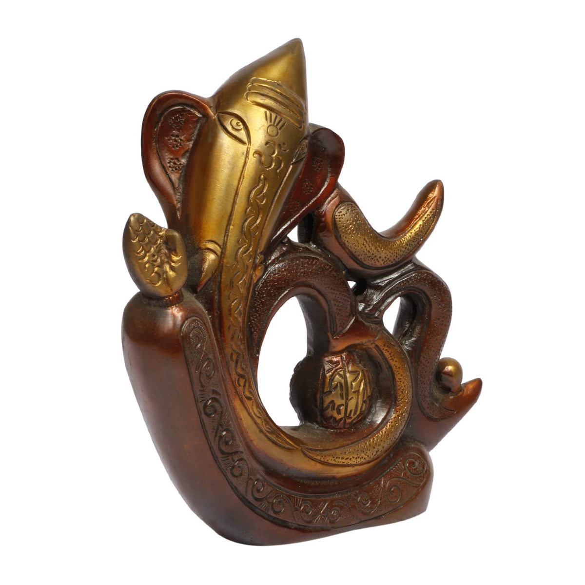 ARTVARKO Modern Art Designer Om Ganesha Ganesh Brass Idol Murti Religious Statue for Good Luck & Success Gift 8 Inch.