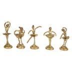 ARTVARKO Brass Beautiful Dancing Aerobics Girls Ladies Statue Set of 5 Statues.Idol Home Décor Showpieces 4 Inch Gold Color.