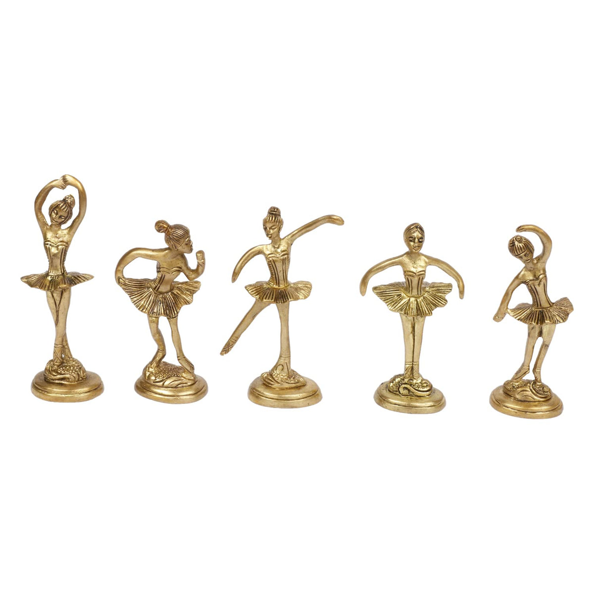 ARTVARKO Brass Beautiful Dancing Aerobics Girls Ladies Statue Set of 5 Statues.Idol Home Décor Showpieces 4 Inch Gold Color.