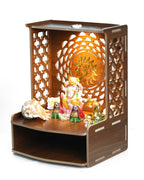 PIXELCRAFTS Folding Wooden wall Mounted Temple/mandir for Home and Office(Size – H 15.5X L 11.5 x W 10.5 inch) (Brown 1)