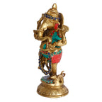 ARTVARKO Brass Lord Ganesha Idol Dancing Ganesh Bhagwan Ganpati Murti Statue for Home Office Decor Entrance Good Luck Wedding Gift 9 Inches