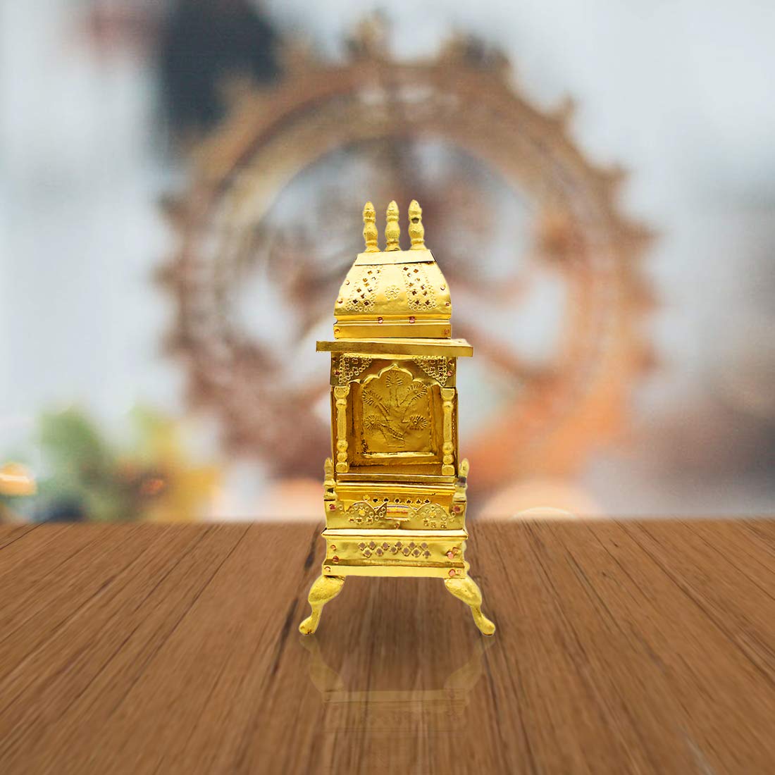 PujaNPujari Brass Beautiful Home Temple Pooja Mandir for Living Room for Pooja Decorations (Large)