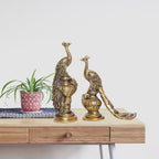 Kridaykraft Peacock Metal Statue,Lovers Peacock Couple Pair Showpiece Statue For Home,Office Decor, Romantic Gift To Boyfriend,Girlfriend,Animal Figurines - 2.76X6.69 Inch, Gold