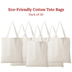 IVILLAGE Durable & Reusable Tote Bags 100% Cotton Shopping Bag - Multipurpose Designer Bag Compact, Lightweight & Eco-Friendly Sturdy Bag - 7 kg Capacity (Pack of 50)