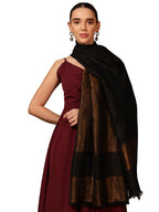 Pashmoda Women Midnight Bronze Reversible Zari Moonlight Fine Wool Stole (Size : 28x80in, 71X203cm) ZSST04
