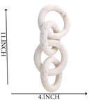 SAUDEEP INDIA Elegant 4-Link Marble Chain Link Knot- Modern Coffee Table Decor Items- Bookshelf Home Decor, Table Decorations for Living Room or Office(Circle White)