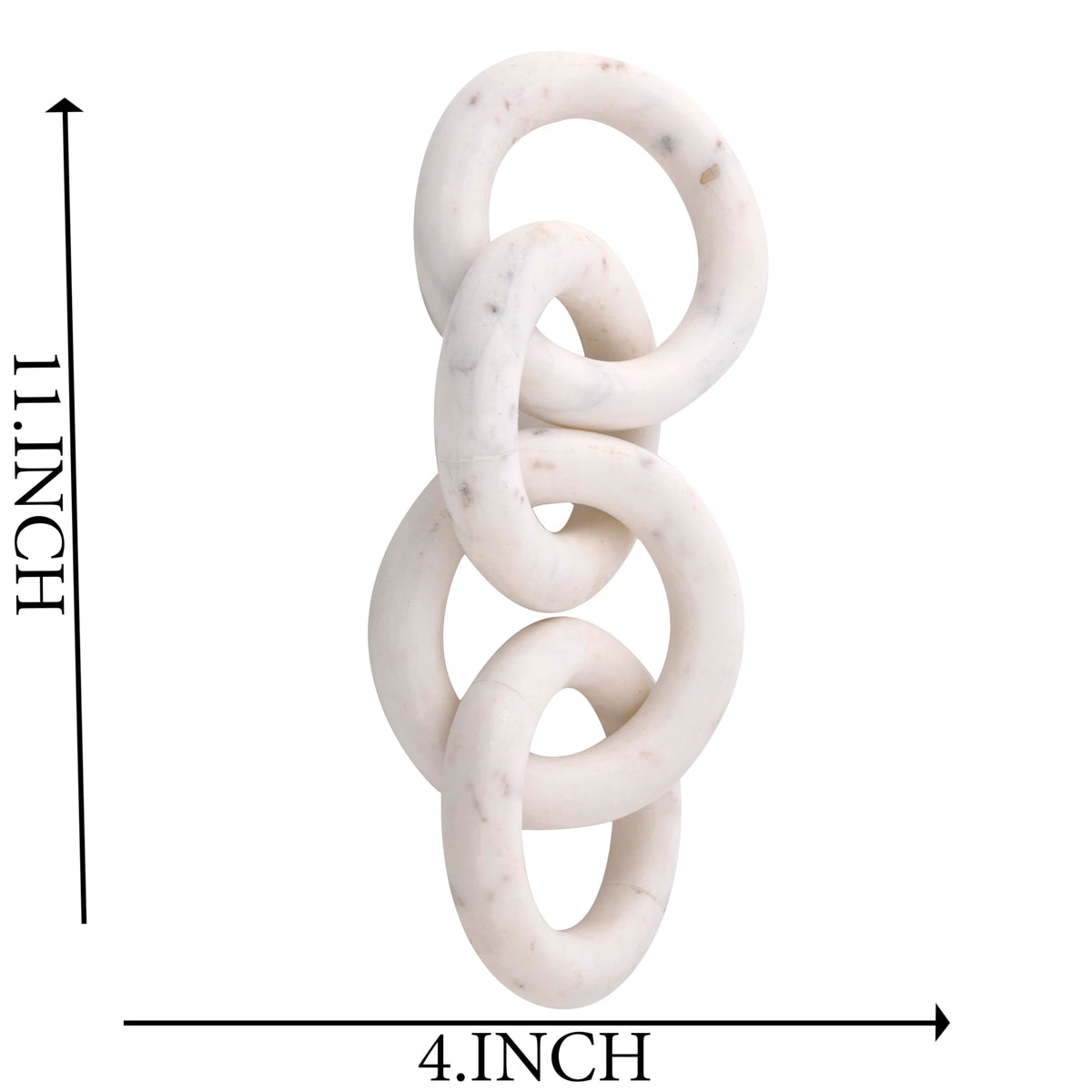 SAUDEEP INDIA Elegant 4-Link Marble Chain Link Knot- Modern Coffee Table Decor Items- Bookshelf Home Decor, Table Decorations for Living Room or Office(Circle White)