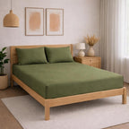 THE HOME STYLE Solid Cotton Feel Pillow Covers (18 x 28 inches, Set of 2 Pcs) | 300 TC | Super Soft & Smooth (Olive Green)