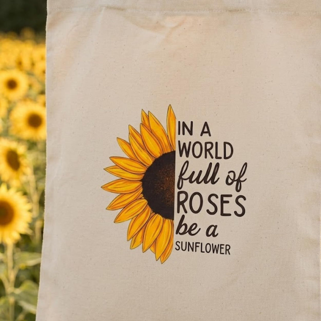 Canvas Tote Bags For Women, Sunflower Print Canvas Tote Bags with Zip, 100% Organic Cotton Tote Bag for Shopping, Travel & beach bags